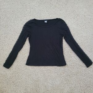 Venus Whimsigoth Witchy Fairy Grunge Long Sleeve Black Metal Chain Cut Out Top L
